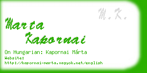 marta kapornai business card